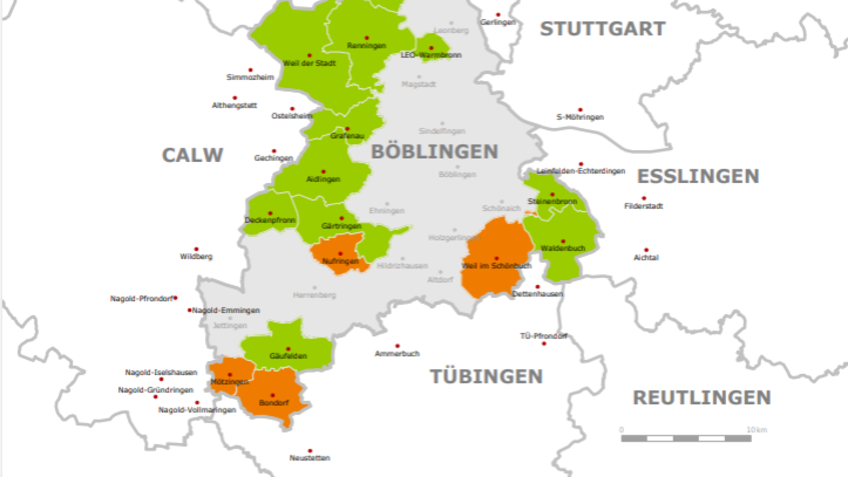 Landkarte um Böblingen | © Nussbaum Medien